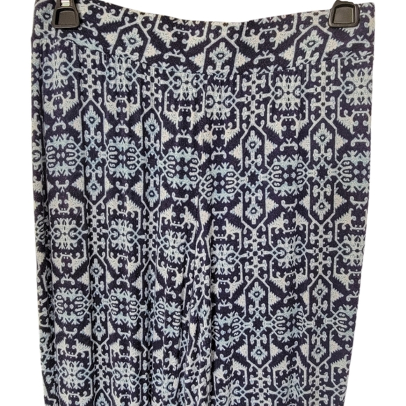 ARTISAN NY Womens Sz S Boho Joggers Lounge Comfy Pants Blue White Pattern - Picture 2 of 11